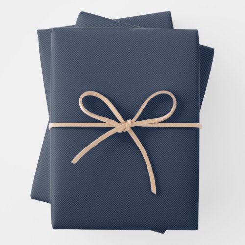 Herringbone tweed simple classic navy Christmas Wrapping Paper Sheets
