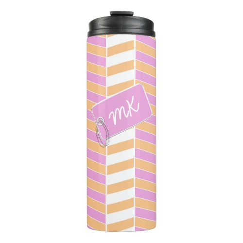 Herringbone wTag Monogram Sherbet Pastels  ID150 Thermal Tumbler