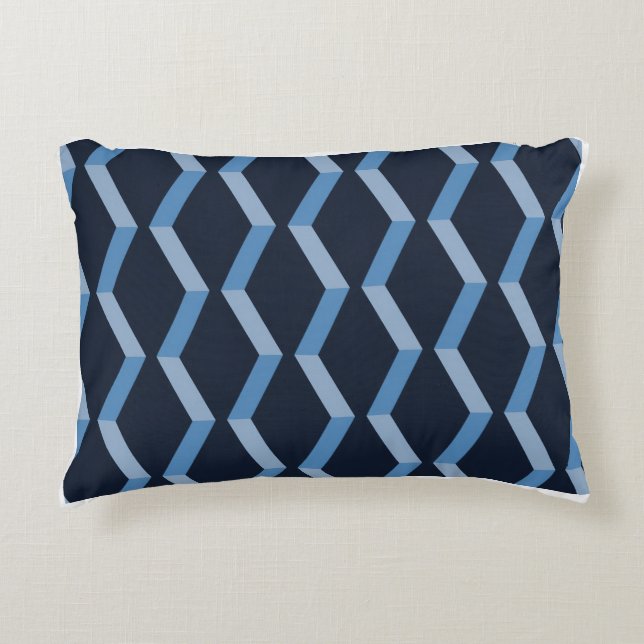 Herringbone Weave Blue Seamless Pattern Accent Pillow (Front)