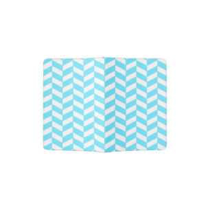 Herringbone White Bright Blue Summer Mod Pattern Passport Holder