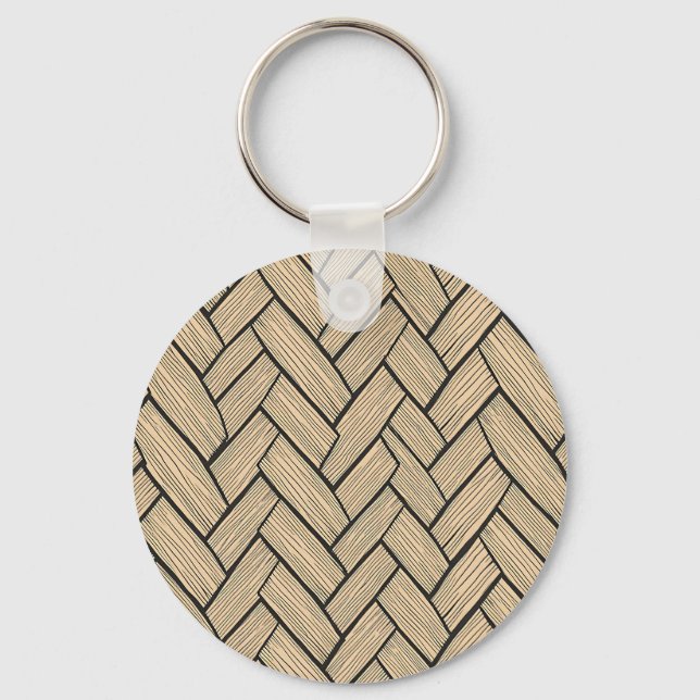 Herringbone Wood Parquet Pattern Keychain (Front)