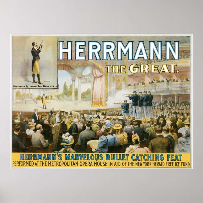 Herrmann The Great ~ Vintage Bullet Catching Act Posters