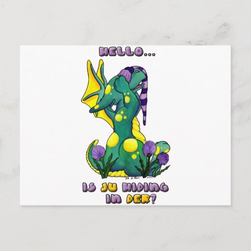 Herro is ju in der cute baby dragon postcard