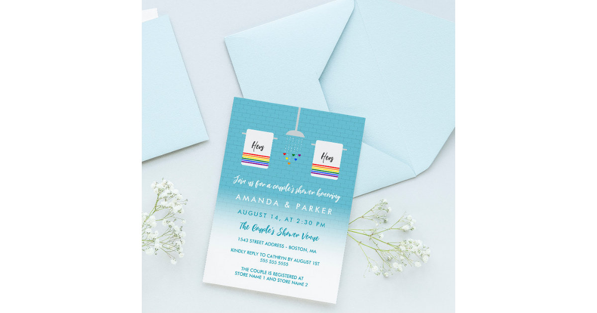 Hers And Hers Lesbian Couple S Shower Invitation Zazzle