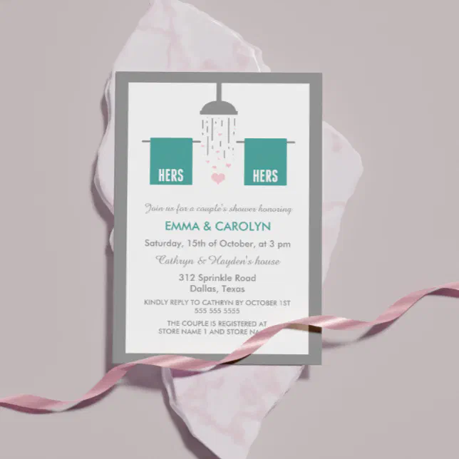 Hers And Hers Lesbian Couple S Shower Invitation Zazzle