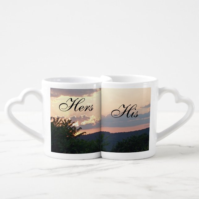 Hers and His Sunset Coffee Mug Set (Front Nesting)