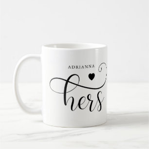 Hers Elegant Typography and Heart Coffee Mug
