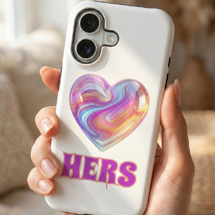 Hers Rainbow Swirl Heart - Cute Couples Matching iPhone 17 Case