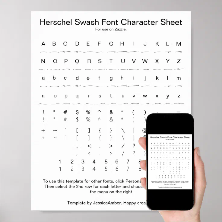 Herschel Swash Font Character Sheet for Zazzle Poster Zazzle
