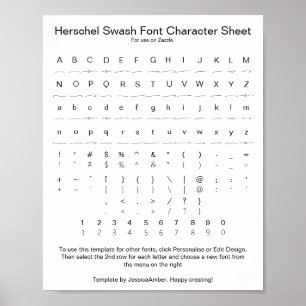 Herschel Swash Font Character Sheet for Zazzle Poster