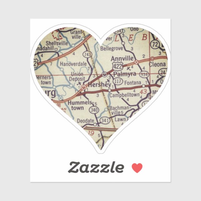 Hershey PA Vintage Map Sticker (Sheet)