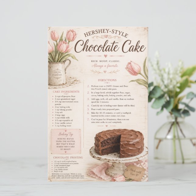 Hershey Style Chocolate Cake Recipe, Pink Tulips (Standing Front)