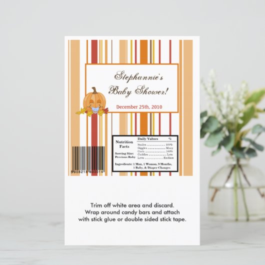 Hershey's Large Bar Wrapper Autumn Fall Pumpkin (Standing Front)