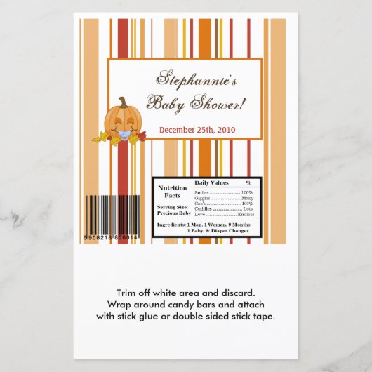 Hershey's Large Bar Wrapper Autumn Fall Pumpkin (Front)