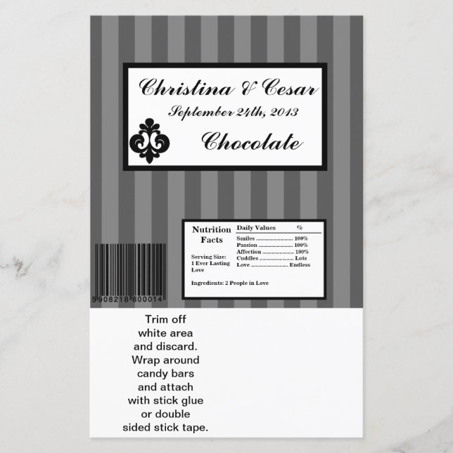 Hershey's Large Bar Wrapper Black Gray Flourish St (Front)