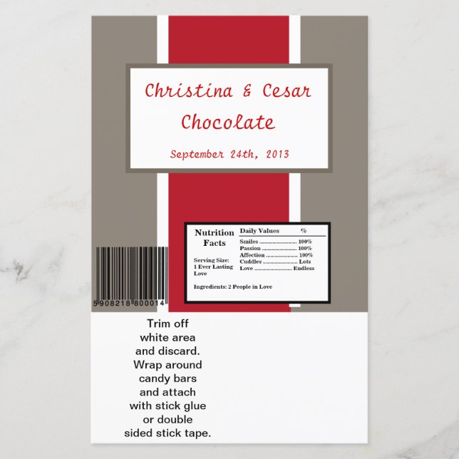 Hershey's Large Bar Wrapper Crimson Red Gray Bg Wh (Front)
