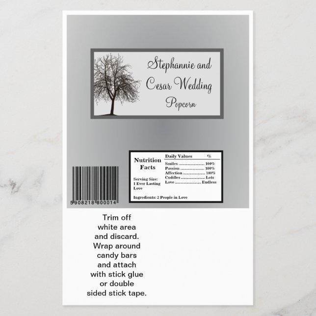 Hershey's Large Bar Wrapper Gray Winter Trees Snow (Front)
