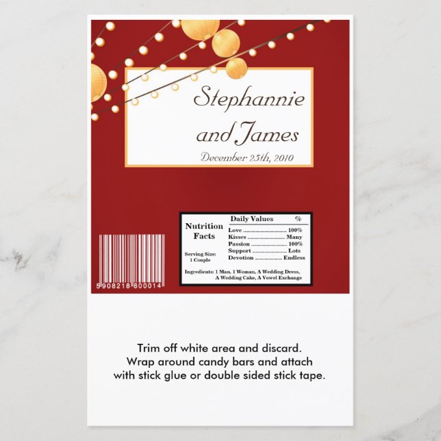 Hershey's Large Bar Wrapper Paper Lanterns on Red (Front)