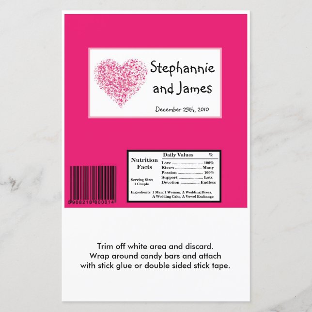 Hershey's Large Bar Wrapper Pink Floral Petals (Front)