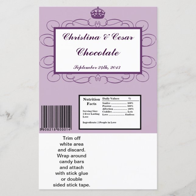 Hershey's Large Bar Wrapper Royal Purple Crown/Swi (Front)