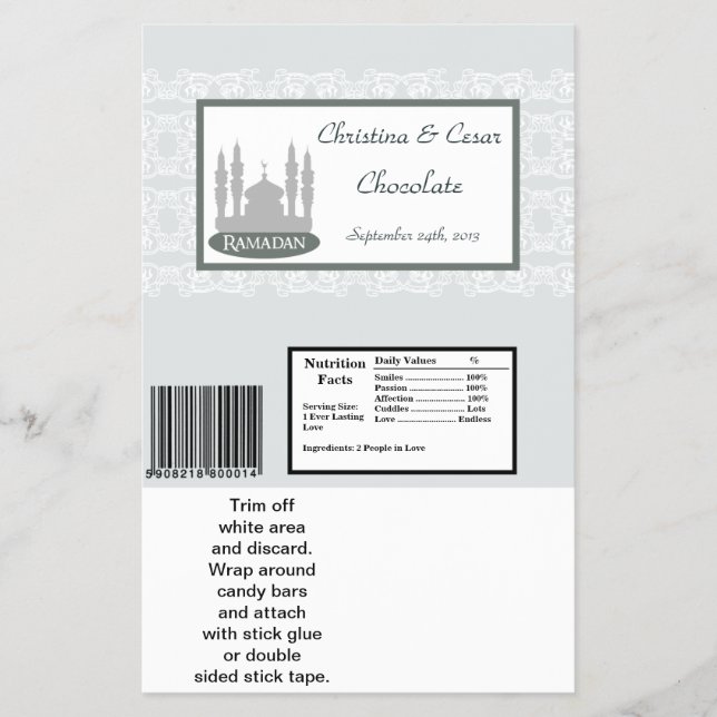 Hershey's Large Bar Wrapper Soft Blue Islamic Rama (Front)