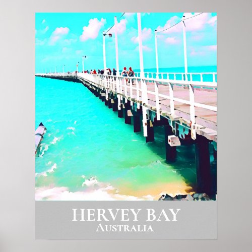 Hervey Bay Queensland Australia sea vintage travel Poster