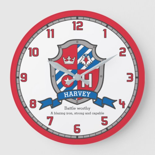Hervey boys name meaning heraldry shield bird large clock