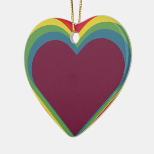 Herz ËHeart - Rainbow Colors - Regenbogenfarben Ceramic Ornament