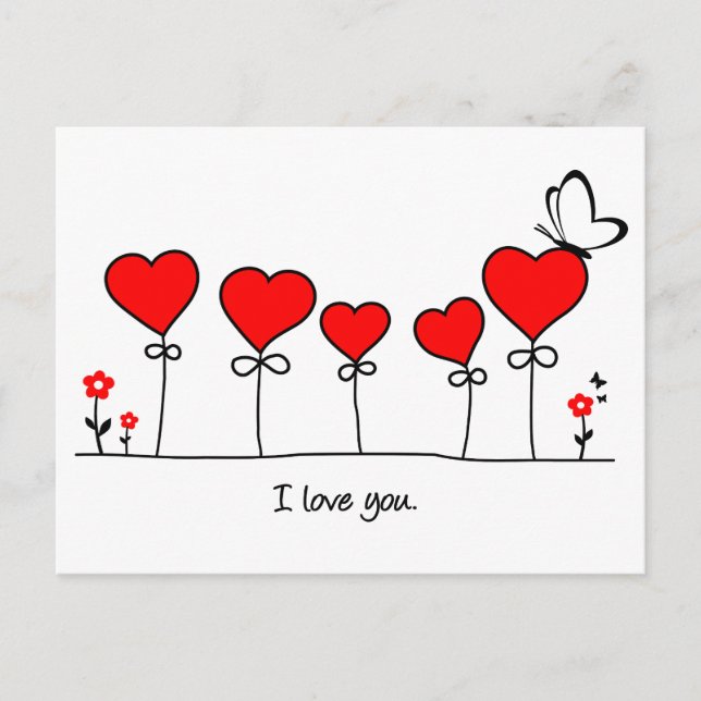 Herz Liebe Schmetterling - i love you Postcard (Front)
