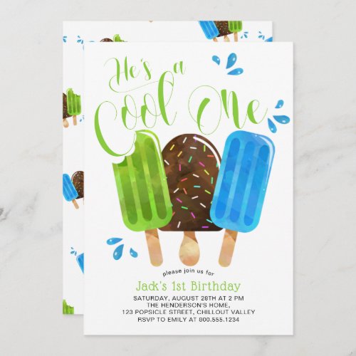 He's a Cool One Boy Popsicle First Birthday