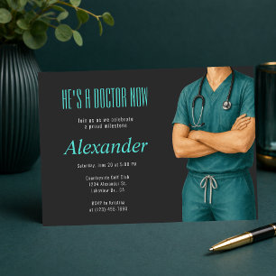 Hes a Doctor Now Photo Invite