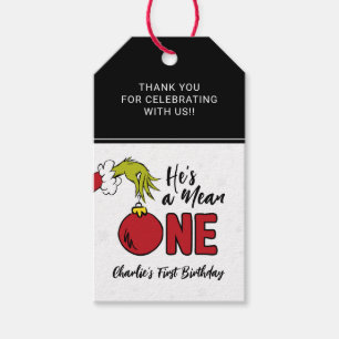 He's a Mean One   Grinch Birthday Favor Gift Tags