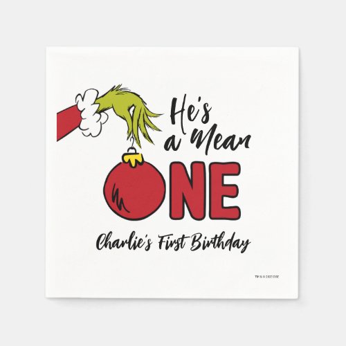 Hes a Mean One  Grinch Birthday Napkins
