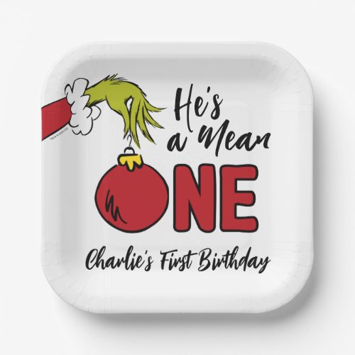 Hes a Mean One  Grinch Birthday Paper Plates