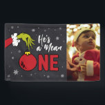 He's a Mean One | Grinch Chalkboard Birthday Banner<br><div class="desc">Check out this fun Dr. Seuss Grinch chalkboard birthday banner. Personalize by adding your favorite photo!</div>