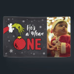 He's a Mean One | Grinch Chalkboard Birthday Banner<br><div class="desc">Check out this fun Dr. Seuss Grinch chalkboard birthday banner. Personalize by adding your favorite photo!</div>