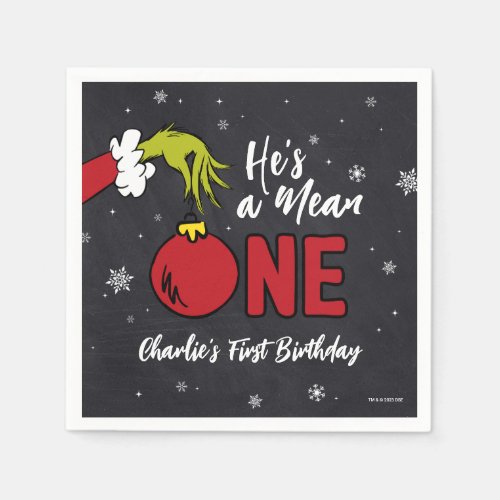 Hes a Mean One  Grinch Chalkboard Birthday Napkins