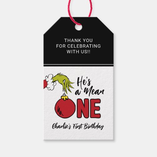 Hes a Mean One  The Grinch Birthday Favor Gift Tags