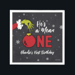 He's a Mean One | The Grinch Chalkboard Birthday Napkins<br><div class="desc">Personalize this cute Dr. Seuss Grinch chalkboard napkin for your child's birthday.</div>