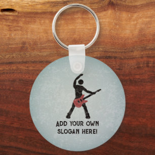 He's a Rockstar Musician with Red Guitar, own text Keychain