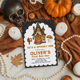 He's A Spooky One Haunted House 1st Birthday Invitation
