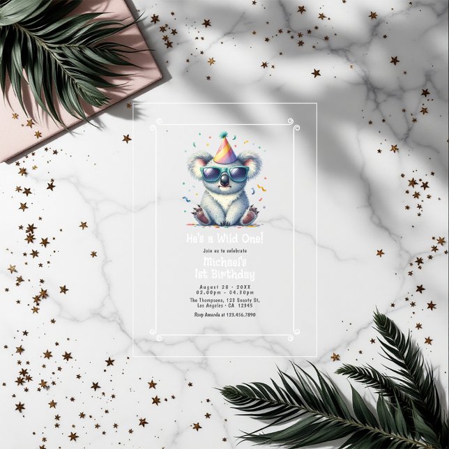 He's a Wild One 1st Birthday Acrylic Invitations (He's a Wild One 1st Birthday Acrylic Invitation)