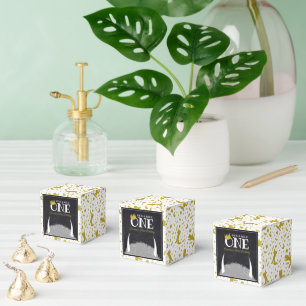 He's a Wild One - 1st Birthday Gold Crown Favor Boxes