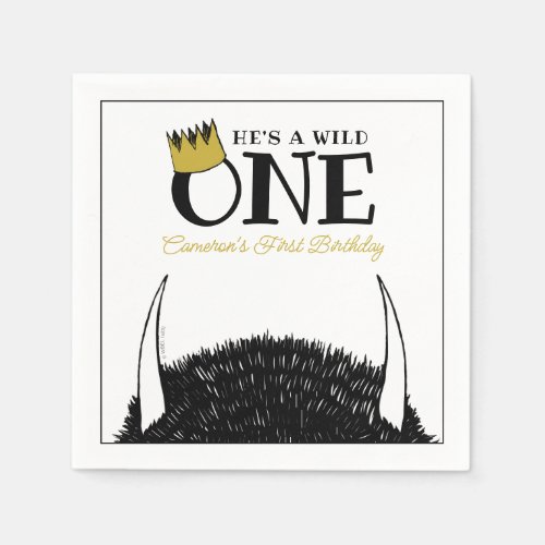Hes a Wild One _ 1st Birthday Gold Crown Napkins