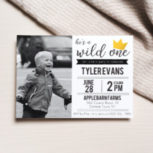 He's a Wild One Birthday Invitation with picture