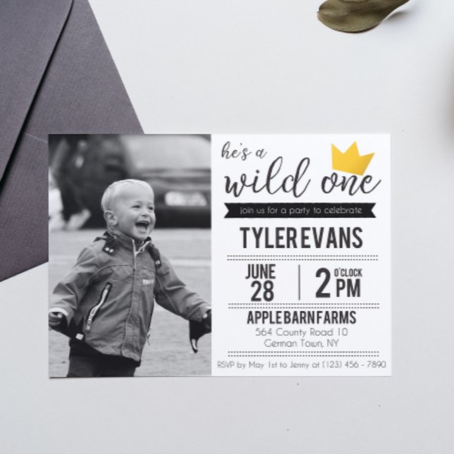 He's a Wild One Birthday Invitation with picture (Creator Uploaded)