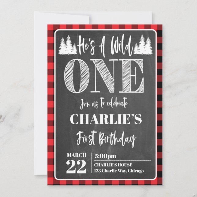 He's A Wild One Boys First Birthday Party Invite (Front)