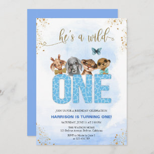 He's A Wild One Safari 1st Birthday Invitation