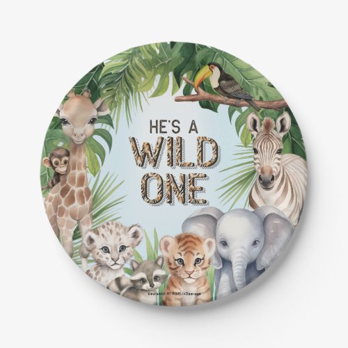 Hes a wild one Safari animals 1st birthday snacks Paper Plates