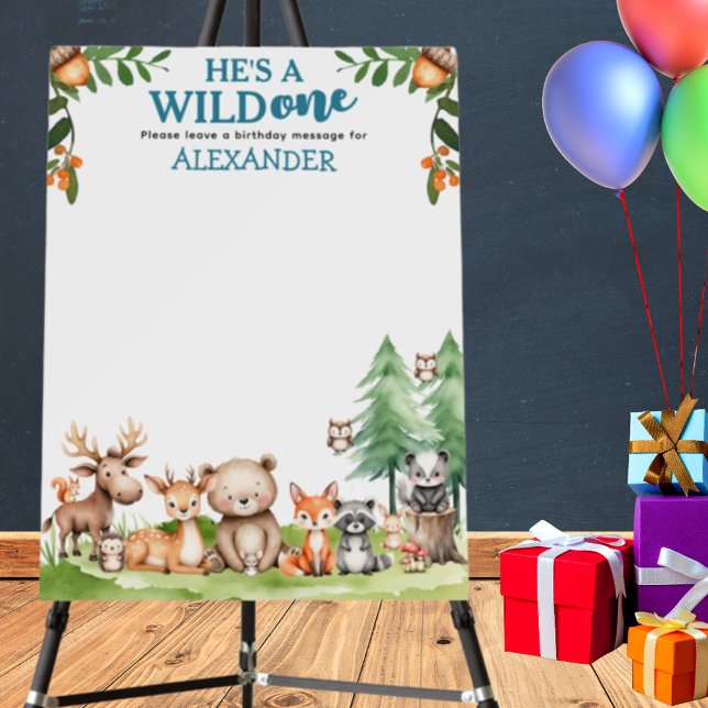 He's a Wild One Woodland Animals Birthday Message  Foam Board (Creator Uploaded)